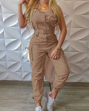 Load image into Gallery viewer, Long Romper Summer Solid Pockets