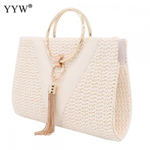 Load image into Gallery viewer, Straw Zinc Alloy Tassels Handbag For Women Wedding Party Clutch