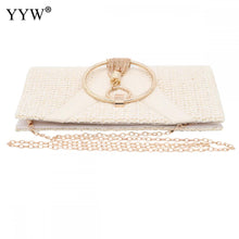 Load image into Gallery viewer, Straw Zinc Alloy Tassels Handbag For Women Wedding Party Clutch