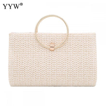Load image into Gallery viewer, Straw Zinc Alloy Tassels Handbag For Women Wedding Party Clutch