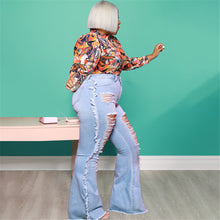 Load image into Gallery viewer, Street Wear Urban Plus Size Women Jeans Fashion High Waist Hole Tassel