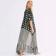Load image into Gallery viewer, Striped Plaid Polyester Loose fitting Long Cardigan Beach Sunscreen - Sophornlilly