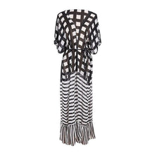 Load image into Gallery viewer, Striped Plaid Polyester Loose fitting Long Cardigan Beach Sunscreen - Sophornlilly