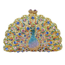 Load image into Gallery viewer, Stylish Animal Peacock Diamante Evening Bags Luxury Crystal Clutch