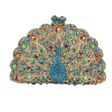 Load image into Gallery viewer, Stylish Animal Peacock Diamante Evening Bags Luxury Crystal Clutch