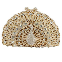 Load image into Gallery viewer, Stylish Animal Peacock Diamante Evening Bags Luxury Crystal Clutch