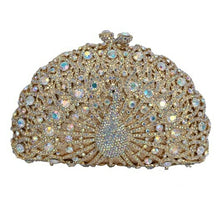 Load image into Gallery viewer, Stylish Animal Peacock Diamante Evening Bags Luxury Crystal Clutch
