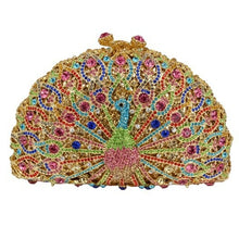 Load image into Gallery viewer, Stylish Animal Peacock Diamante Evening Bags Luxury Crystal Clutch