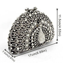 Load image into Gallery viewer, Stylish Animal Peacock Diamante Evening Bags Luxury Crystal Clutch