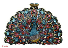 Load image into Gallery viewer, Stylish Animal Peacock Diamante Evening Bags Luxury Crystal Clutch