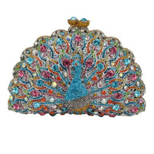 Load image into Gallery viewer, Stylish Animal Peacock Diamante Evening Bags Luxury Crystal Clutch