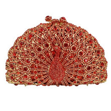 Load image into Gallery viewer, Stylish Animal Peacock Diamante Evening Bags Luxury Crystal Clutch