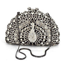 Load image into Gallery viewer, Stylish Animal Peacock Diamante Evening Bags Luxury Crystal Clutch