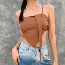 Load image into Gallery viewer, Stylish Rib Knit Backless Bandage Camisole Women Irregular Halter