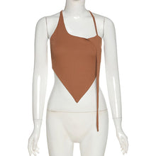 Load image into Gallery viewer, Stylish Rib Knit Backless Bandage Camisole Women Irregular Halter