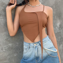 Load image into Gallery viewer, Stylish Rib Knit Backless Bandage Camisole Women Irregular Halter
