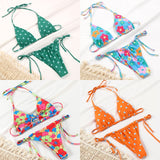 Swimsuit Solid Color Bikini Set Floral Print Swimwear Sexy