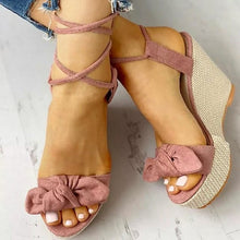 Load image into Gallery viewer, Summer Ankle Strap Women Sandals Platform Wedges High Heel Flock
