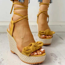 Load image into Gallery viewer, Summer Ankle Strap Women Sandals Platform Wedges High Heel Flock