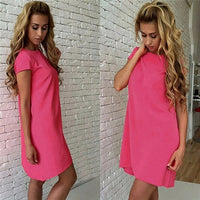 Summer Beach Casual Dress Women Female Short Sleeve Loose Mini Short A