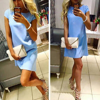 Summer Beach Casual Dress Women Female Short Sleeve Loose Mini Short A