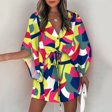 Load image into Gallery viewer, Casual Boho Dress Flora Printed Batwing Sleeve Lace
