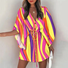 Load image into Gallery viewer, Casual Boho Dress Flora Printed Batwing Sleeve Lace
