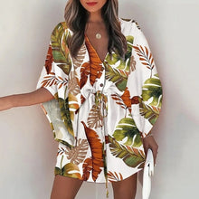 Load image into Gallery viewer, Casual Boho Dress Flora Printed Batwing Sleeve Lace