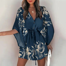 Load image into Gallery viewer, Casual Boho Dress Flora Printed Batwing Sleeve Lace