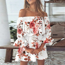 Load image into Gallery viewer, Casual Boho Dress Flora Printed Batwing Sleeve Lace