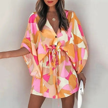 Load image into Gallery viewer, Casual Boho Dress Flora Printed Batwing Sleeve Lace