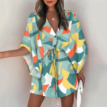 Load image into Gallery viewer, Casual Boho Dress Flora Printed Batwing Sleeve Lace