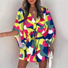 Load image into Gallery viewer, Casual Boho Dress Flora Printed Batwing Sleeve Lace