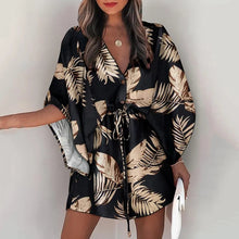 Load image into Gallery viewer, Casual Boho Dress Flora Printed Batwing Sleeve Lace