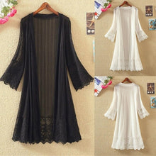 Load image into Gallery viewer, Summer Chiffon Blouse Black Cardigan Sun Protection Clothing Long