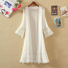 Load image into Gallery viewer, Summer Chiffon Blouse Black Cardigan Sun Protection Clothing Long