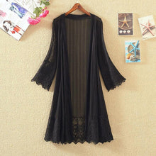 Load image into Gallery viewer, Summer Chiffon Blouse Black Cardigan Sun Protection Clothing Long