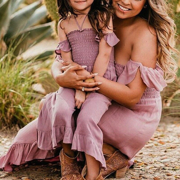 Summer Clothing Family Matching Dresses  Mother Daughter