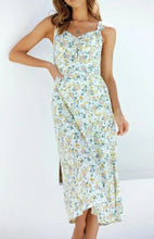 Load image into Gallery viewer, Summer Dress Femme Robe Floral Print Hem Slit  V Neck Sleeveless Maxi - Sophornlilly