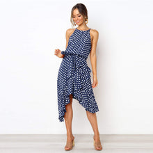 Load image into Gallery viewer, Summer Dress For Women Polka Dot Lace Irregular Sleeveless Woman Boho