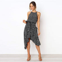 Load image into Gallery viewer, Summer Dress For Women Polka Dot Lace Irregular Sleeveless Woman Boho