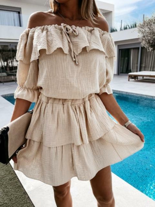 Summer Dress One Neck Short Sleeved Dress Femme Robe - Sophornlilly