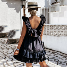 Load image into Gallery viewer, Summer Dress Solid Color Ruffle Mini Dresses Patchwork Sleeveless
