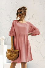 Load image into Gallery viewer, Summer Dress Women Blue A Line Dresses Femme Robes Patchwork Ruffles - Sophornlilly