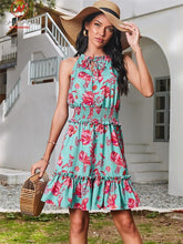 Load image into Gallery viewer, Summer Dress Women Print A Line Dresses Hollow Out Bandage Ruffles - Sophornlilly