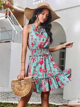 Load image into Gallery viewer, Summer Dress Women Print A Line Dresses Hollow Out Bandage Ruffles - Sophornlilly
