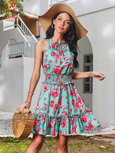 Load image into Gallery viewer, Summer Dress Women Print A Line Dresses Hollow Out Bandage Ruffles - Sophornlilly