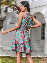 Load image into Gallery viewer, Summer Dress Women Print A Line Dresses Hollow Out Bandage Ruffles - Sophornlilly