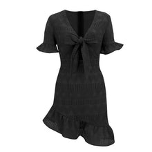 Load image into Gallery viewer, Summer Dress Women&#39;s Mini Dresses Femme Robes Hollow Out Bow Ruffles - Sophornlilly