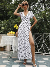 Load image into Gallery viewer, Summer Dress Women's Wave Point Print V neck Slim - Sophornlilly